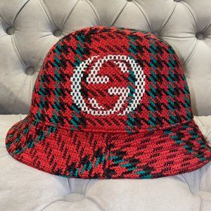 Gucci Red and Green Patterned Hat